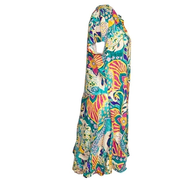 Vasna Multicolored Midi Flutter Sleeve Collar Sundress - Picture 3 of 16